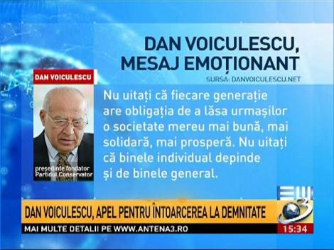 Dan Voiculescu, apel pentru &icirc;ntoarcerea la demnitate