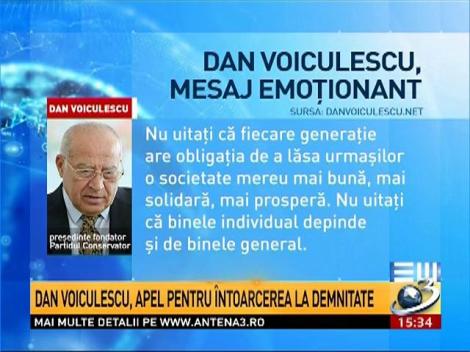 Dan Voiculescu, apel pentru întoarcerea la demnitate