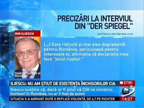 Iliescu: Nu am ştiut de existenţa închisorilor CIA