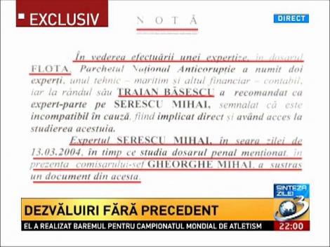 Dosarul Flota: Document cheie sustras de omul lui Băsescu