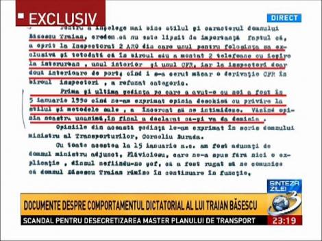 Sinteza Zilei: Documente despre comportamentul dictatorial al lui Traian Băsescu