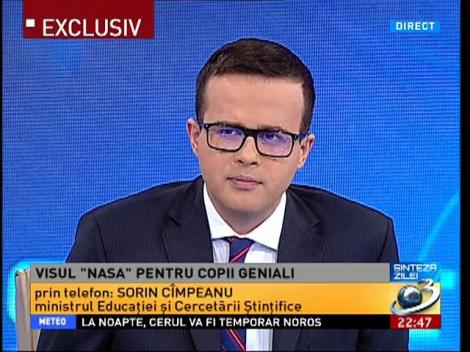Ministrul Educaţiei vorbeşte la Sinteza Zilei despre copiii care sunt &icirc;n concursul NASA