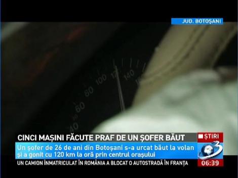 Cinci maşini făcute praf de un şofer băut