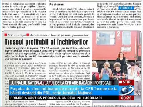 Jurnalul Naţional: Jaful de la CFR are rădăcini portocalii