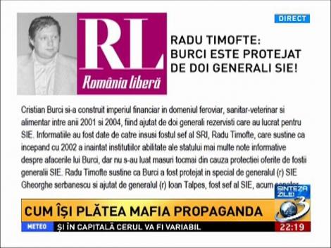 Sinteza zilei. Radu Timofte: Burci e protejat de 2 generali SIE