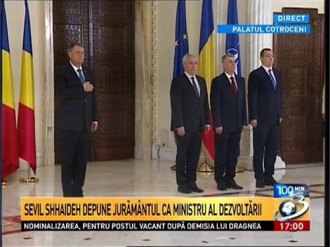 Sevil Shhaideh a depus, miercuri, jurăm&acirc;ntul de &icirc;nvestitură &icirc;n calitate de ministru al Dezvoltării Regionale şi Administraţiei Publice
