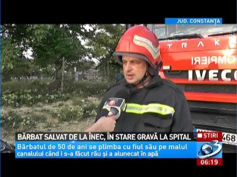 Bărbat salvat de la &icirc;nec de pe malul canalului Dunăre Marea Neagră, &icirc;n stare gravă