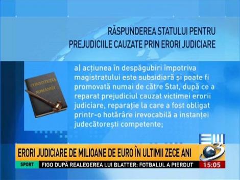 Erori judiciare de milioane de euro &icirc;n ultimii zece ani