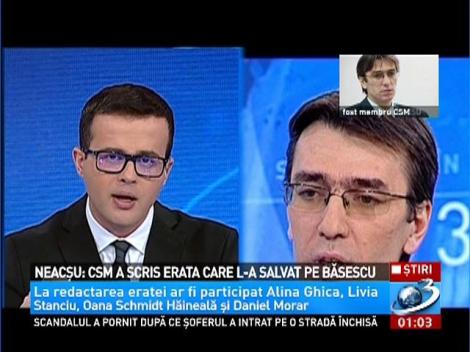 Fost membru CSM: Consiliul a scris erata care l-a salvat pe Traian Băsescu