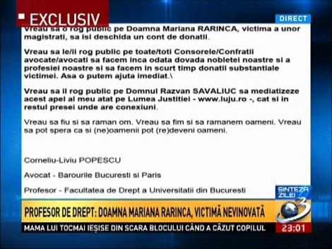 Profesor de drept, despre Mariana rarinca: Este o victimă nevinovată!