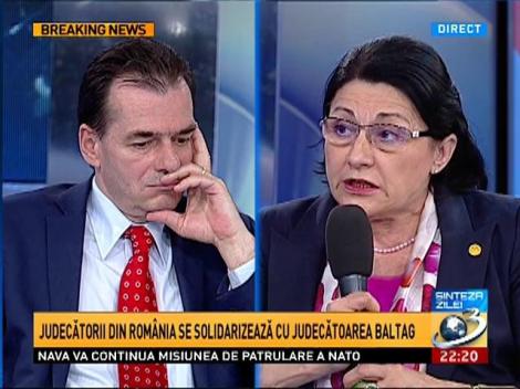 Ecaterina Andronescu: I-aş da 10 cu multe steluţe doamnei judecător Baltag pentru modul în care îşi apără principiile