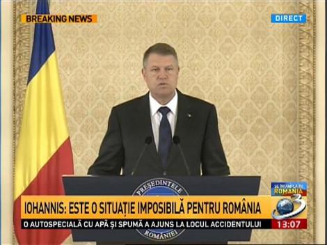 Klaus Iohannis: Solicit DEMISIA premierului Victor Ponta