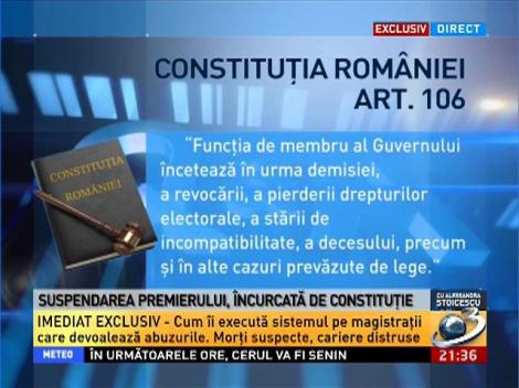 Q&A. Suspendarea premierului, încurcată de Constituţie