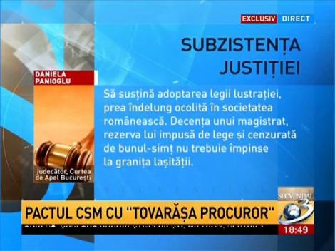 Secvenţial. Pactul CSM cu "tovarăşa judecător"