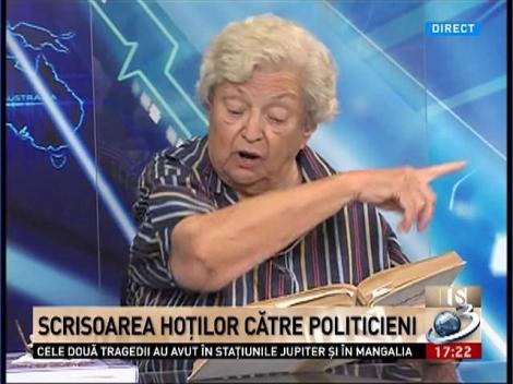 Secvenţial. Scrisoarea hoţilor către politicieni, în lectura marei actriţe Draga Olteanu-Matei