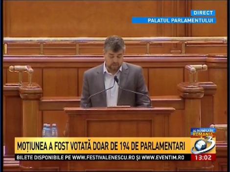 Moţiunea de cenzură a fost respinsă de Parlament