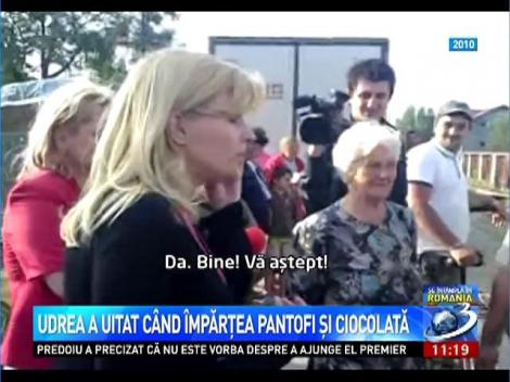 Udrea le împărţea sinistraţilor pantofi cu toc şi ciocolată în 2010