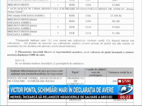 Victor Ponta, schimbări mari &icirc;n declaraţia de avere