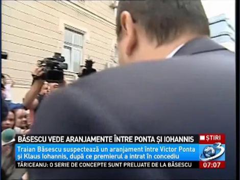 Băsescu vede aranjamente &icirc;ntre Ponta şi Iohannis