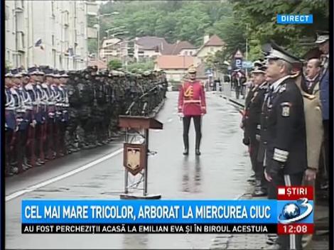 Cel mai mare tricolor, arborat la Miercurea Ciuc.