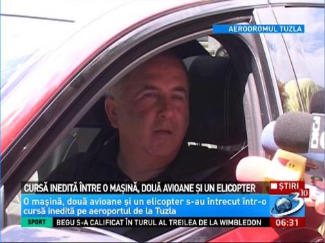 Cursă inedită între o maşină, două avioane şi un elicopter