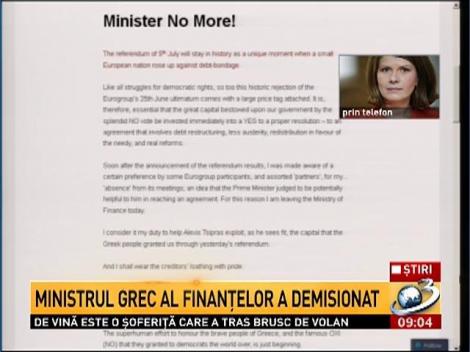 Ministrul grec al Finanţelor a demisionat