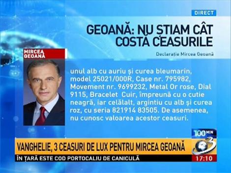 100 de Minute: Vanghelie, 3 ceasuri de lux pentru Mircea Geoană