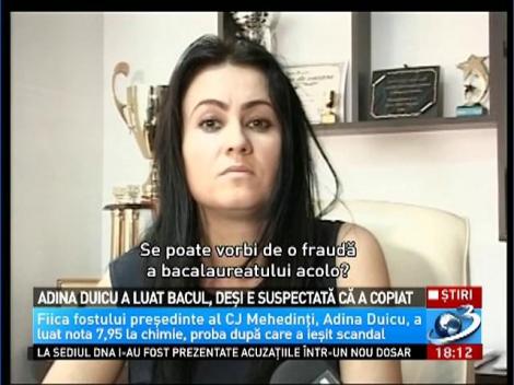 Adina Duicu a luat Bacul, deşi e suspectă că a copiat