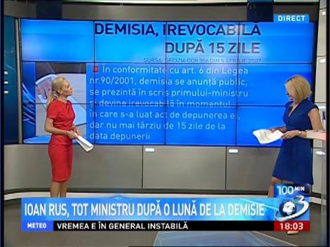 100 de minute. Ioan Rus, tot ministru după o lună de la demisie