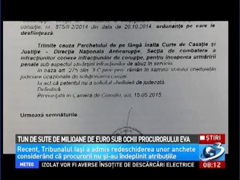 Tun de sute de milioane de euro sub ochii procurorului Eva