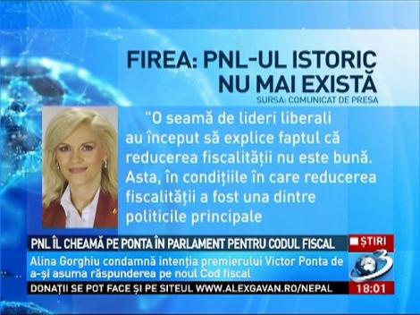 PNL &icirc;l cheamă pe Ponta &icirc;n Parlament pentru Codul Fiscal