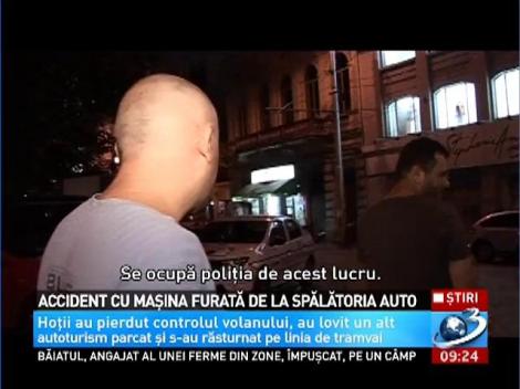 Accident cu maşina furată de la spălătoria auto