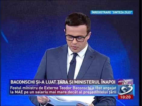 Baconschi şi-a luat ţara &icirc;napoi. Fostul ministru a revenit la MAE şi are un salariu mai mare ca preşedintele ţării