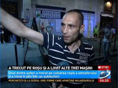 A trecut pe roşu şi a lovit 3 maşini