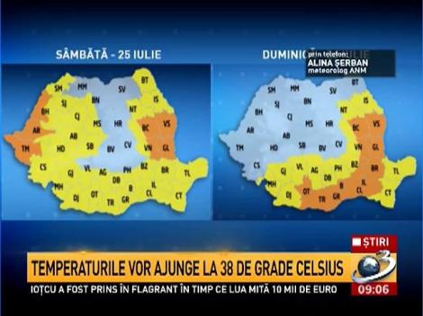 ANM: Duminică, valul de caniculă se va deplasa şi va afecta regiuni din sudul şi din estul ţării