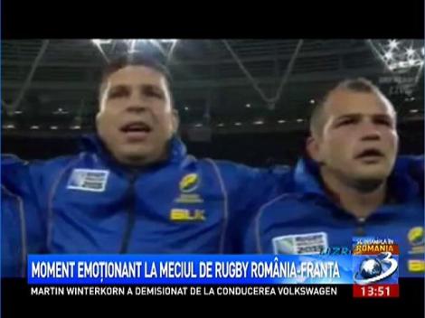 Moment emoţionant la meciul de rugby dintre Romania si Franţa, de la Cupa Mondială