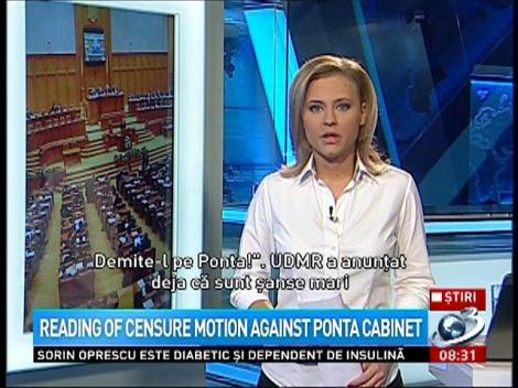 Reading of censure motion against Ponta Cabinet