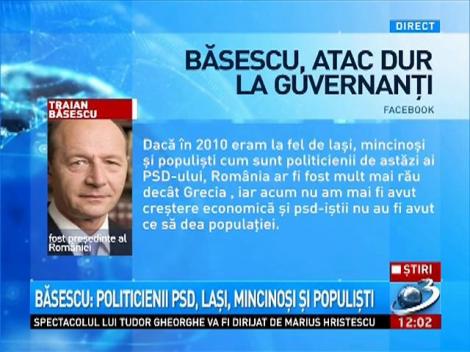 Traian Băsescu, nou atac furibund la adresa guvernului şi premierului