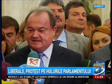 Liberalii, protest pe holurile Parlamentului