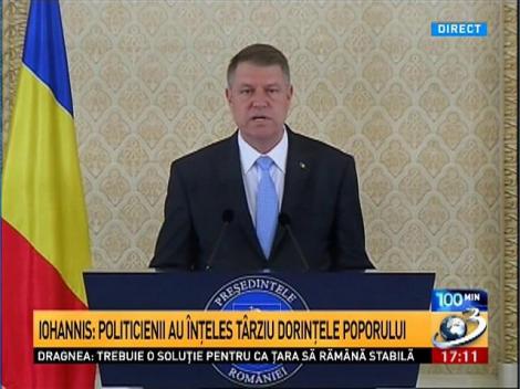 Klaus Iohannis: A fost nevoie să moară oameni ca demisia Guvernului să se producă!