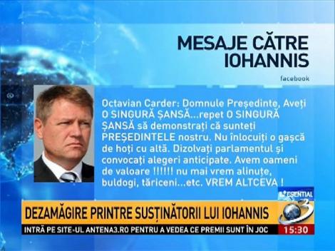 Dezamăgire printre susţinătorii lui Iohannis