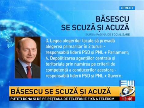 Traian Băsescu se scuză şi acuză