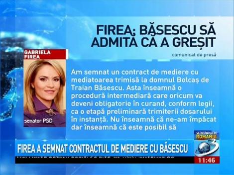 Gabriela Firea a semnat contractul de mediere cu Traian Băsescu