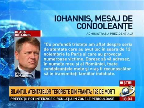 Klaus Iohannis a transmis un mesaj de condoleanţe