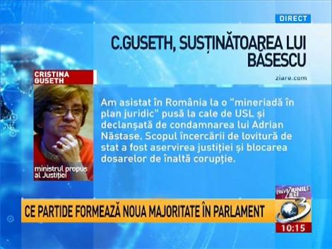 Cristina Guseth, susţinătoarea lui Băsescu