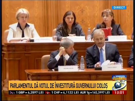 Parlamentul dă votul de &icirc;nvestitură guvernului Cioloş