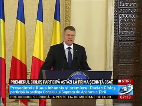 Premierul Cioloş participă azi la prima şedinţă CSAT