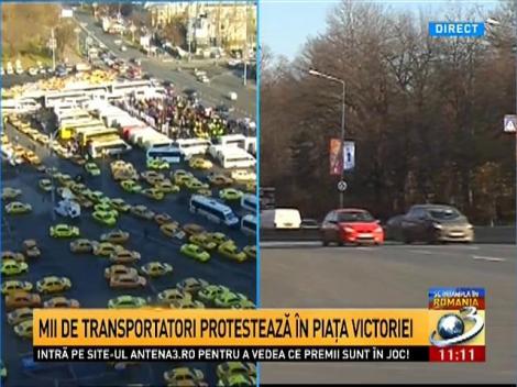 Mii de taxiuri, camioane şi autobuze blochează traficul &icirc;n Capitală. Cum se circulă &icirc;n București