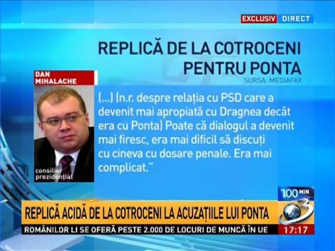 Replică acidă de la Cotroceni la acuzațiile lui Ponta