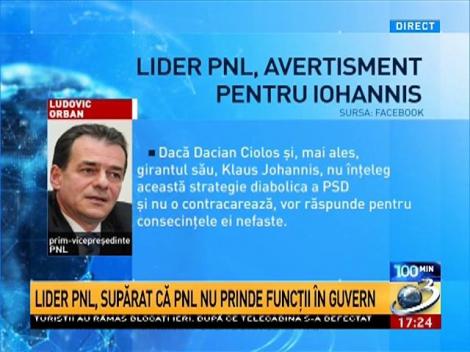 100 de Minute: Lider PNL, avertisement pentru Iohannis